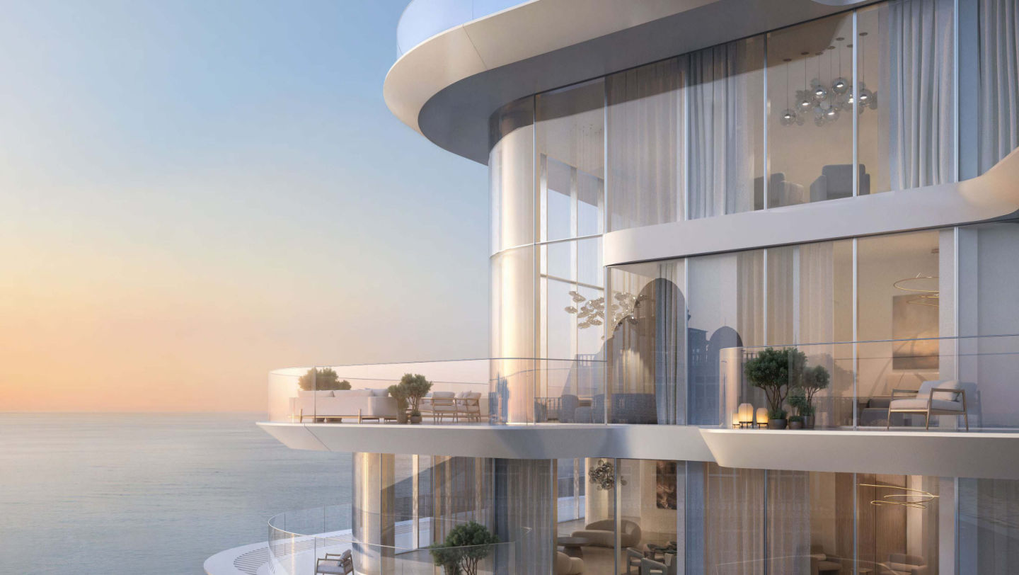 BELLA by PASSO residences on Palm Jumeirah — curved balconies over the sea