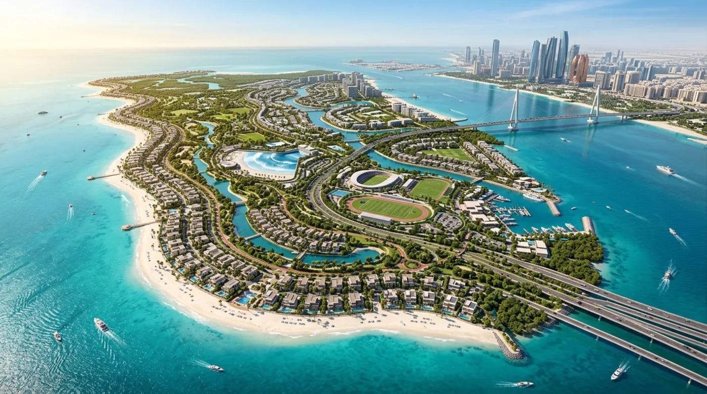 Ilha Hudayriyat Abu Dhabi master development aerial render